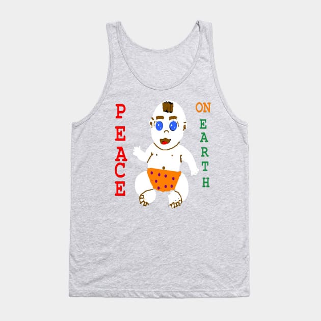 Baby Peace on Earth Design on Tie Dye Background Tank Top by 2triadstore